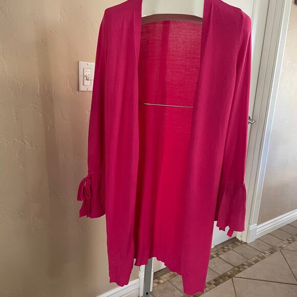 Halogen Open Front Cardigan Womens Small Pink Tie Sleeves Essentials - Picture 1 of 6